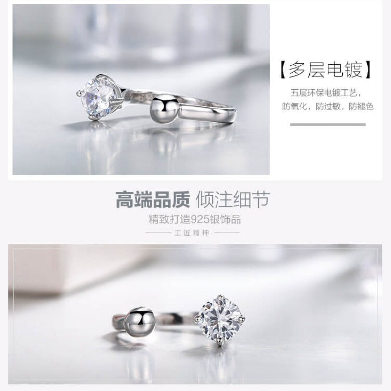 zirconia ring band with silver ball