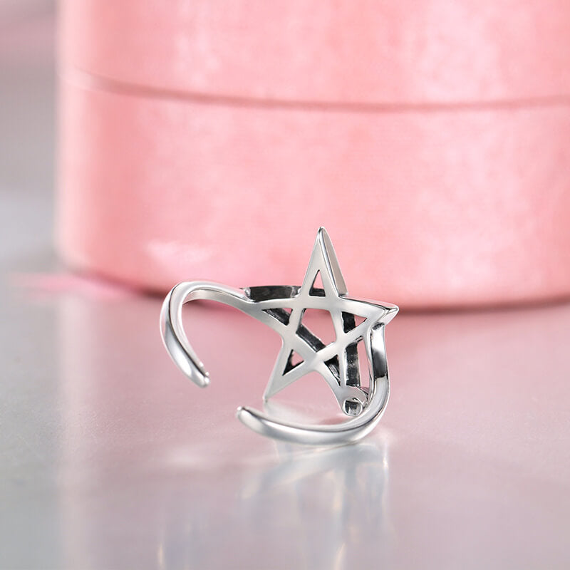 pentagram ring adjustable silver