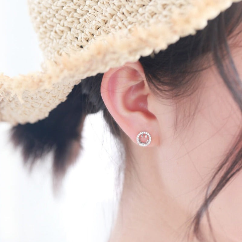 diamond smiley face earrings  