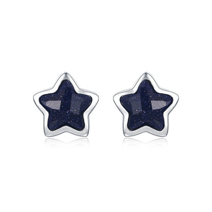 sterling silver black star stude earrings