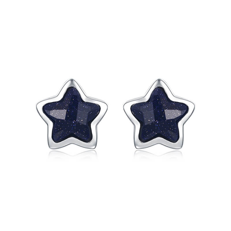 sterling silver black star stude earrings