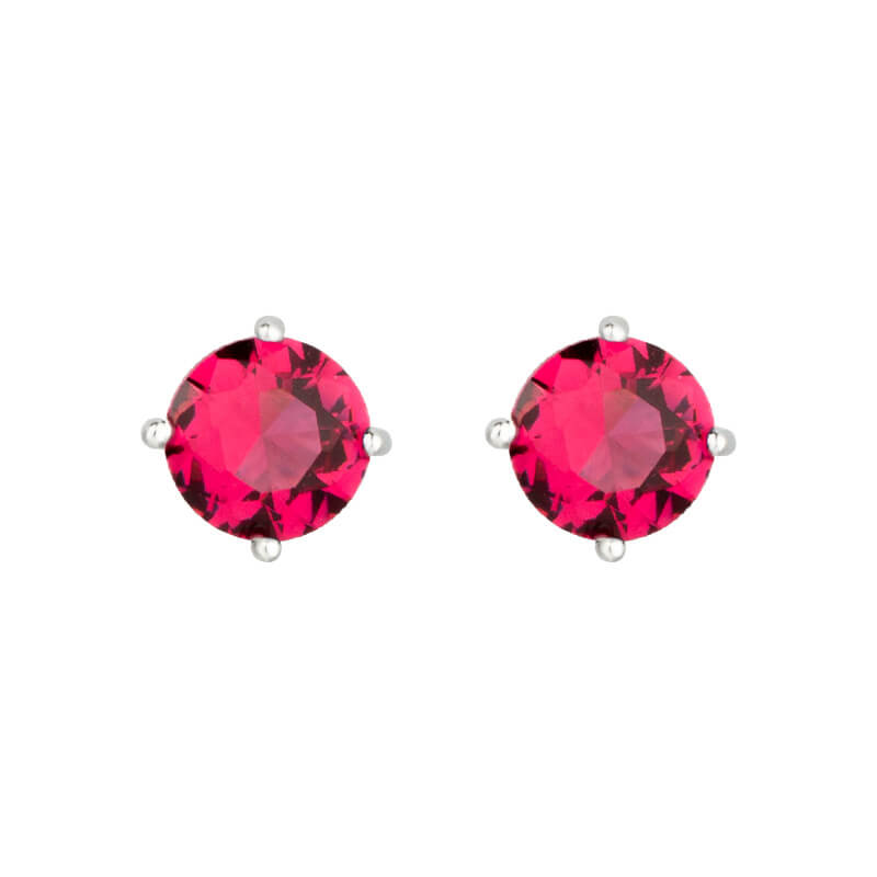 sterling silver 4 prong colorful red diamond  stud earrings