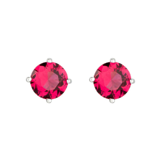 sterling silver 4 prong colorful red diamond  stud earrings