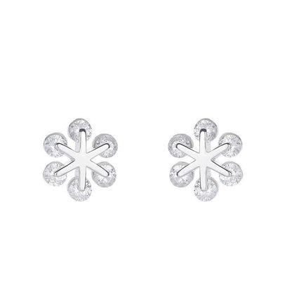 diamond flower earring silver