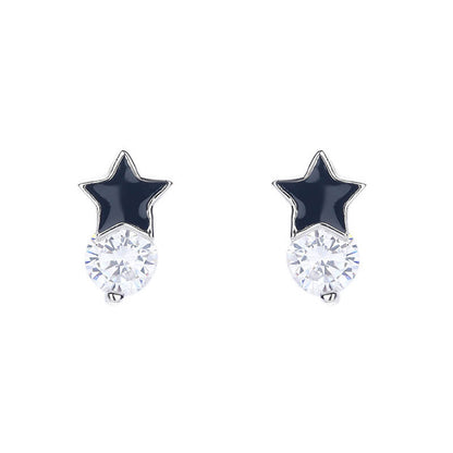 black star stud for women silver jewelry