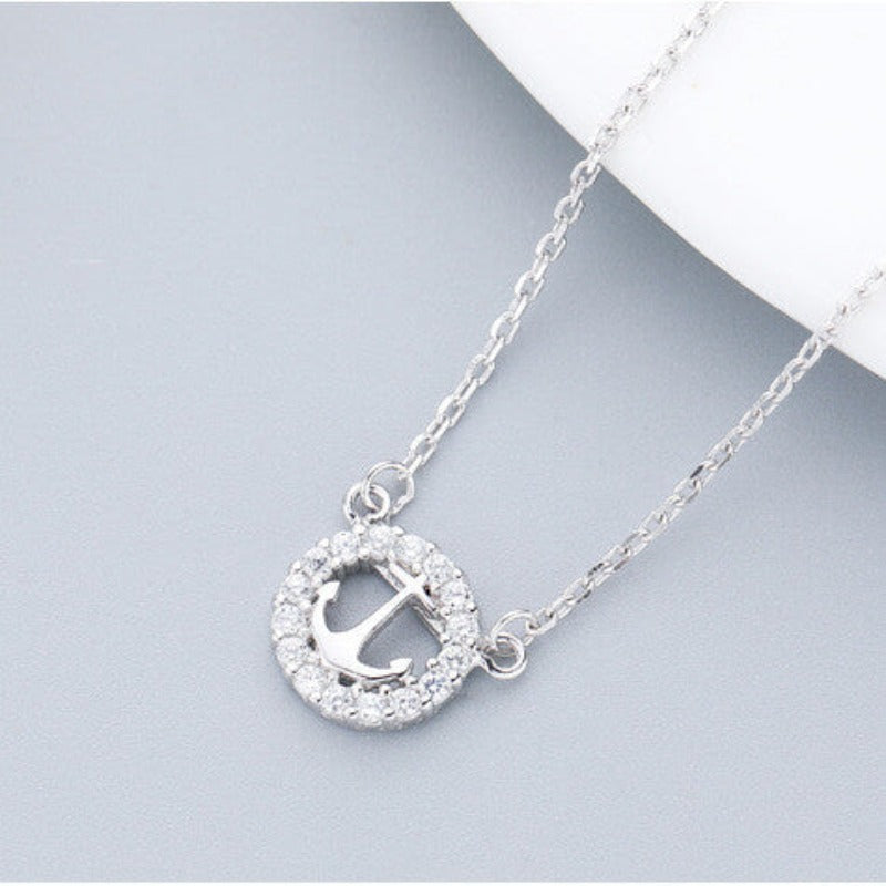 anchor necklace for women silver