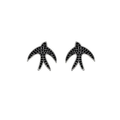 black diamond swallow earrings