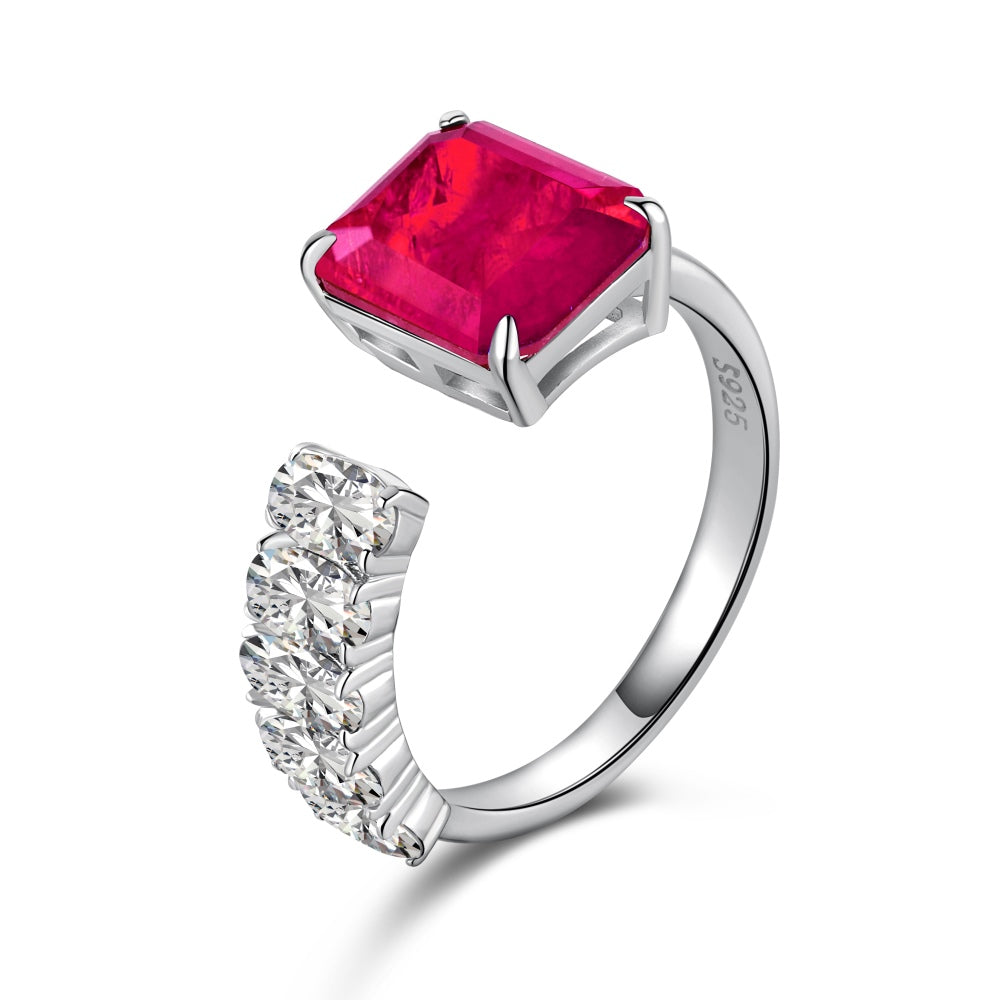 red radiant cut ring