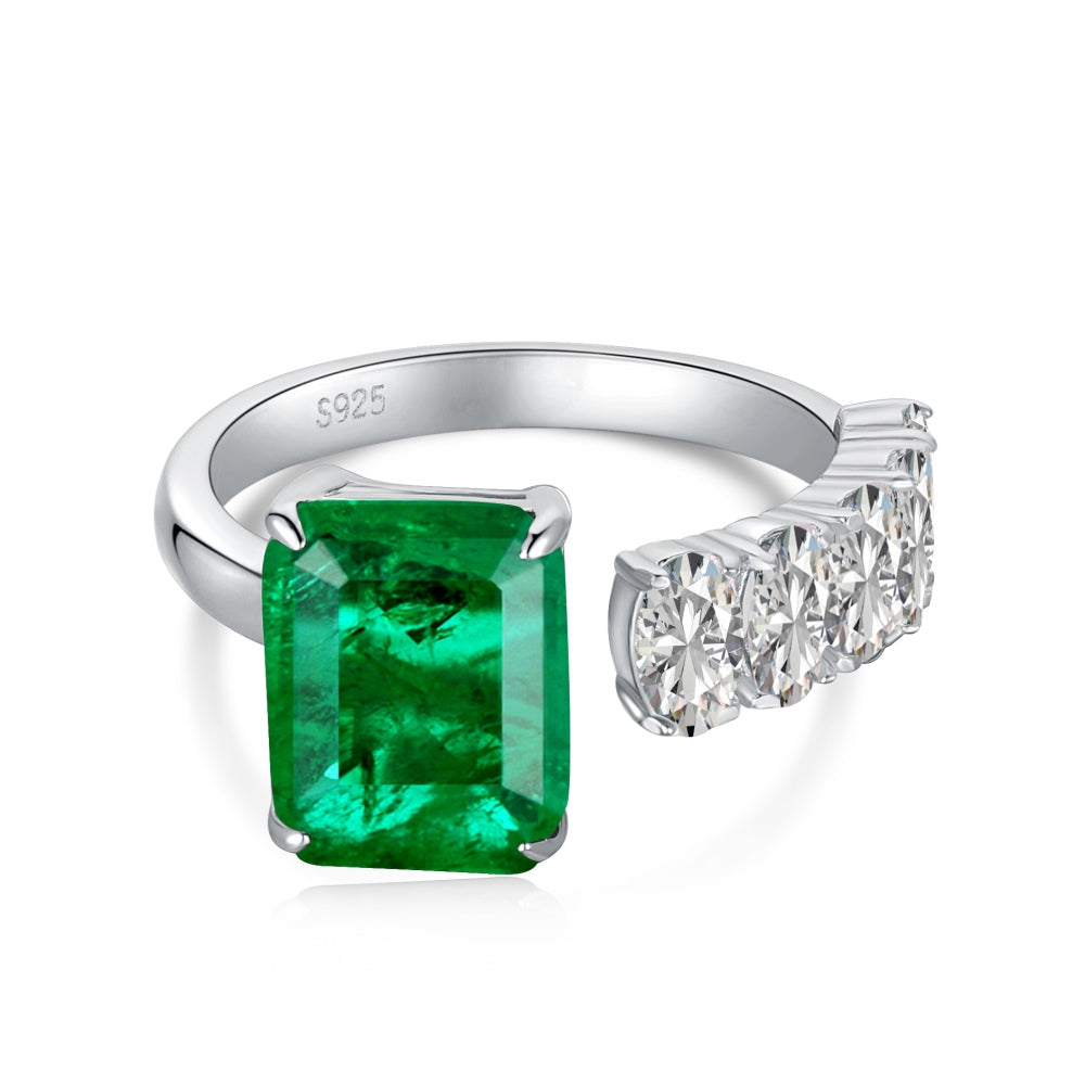 green radiant cut ring