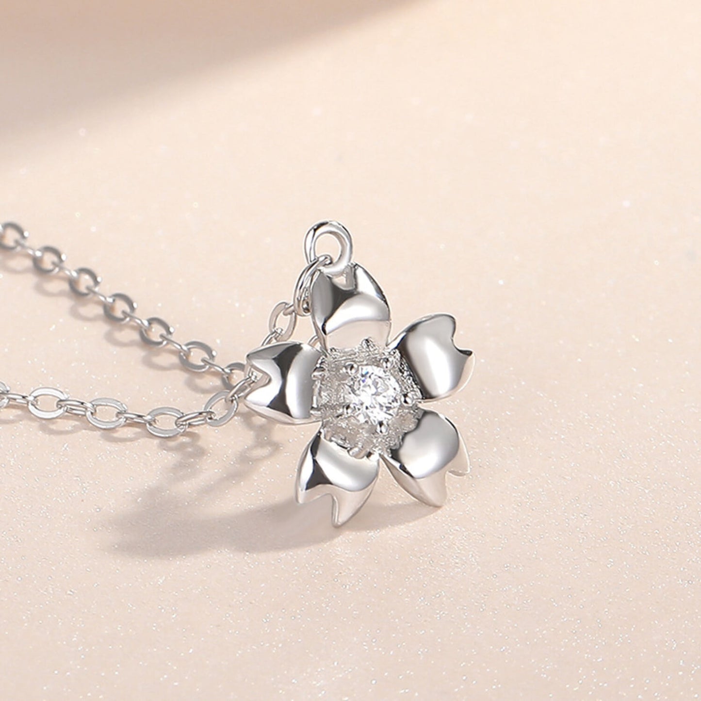 cherry blossoms necklace silver