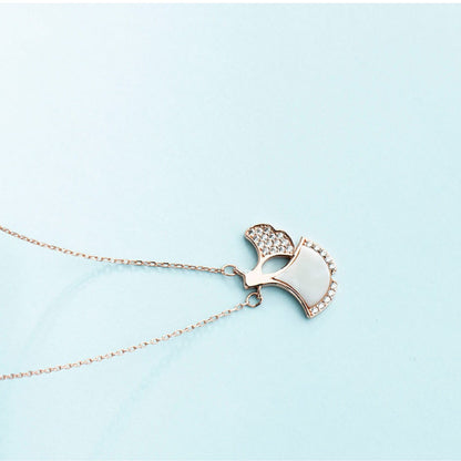 shell gingko necklace use silver