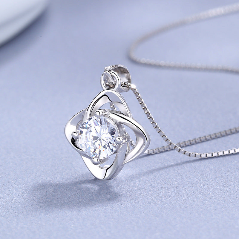 sterling silver diamond 4 leaf clover necklace