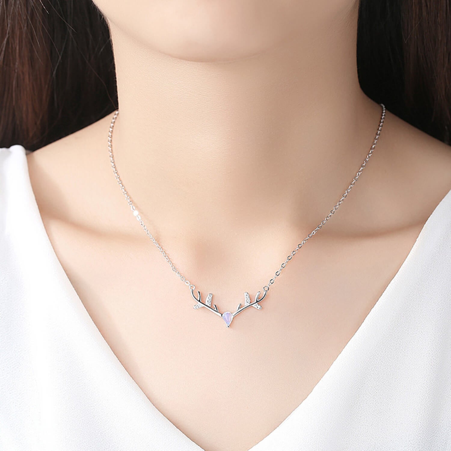 antler necklace for women sterling silver