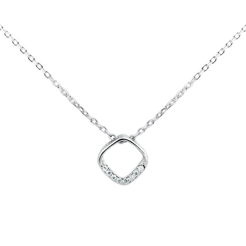 open diamond rhombic necklace