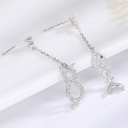 diamond fish cat earrings usa