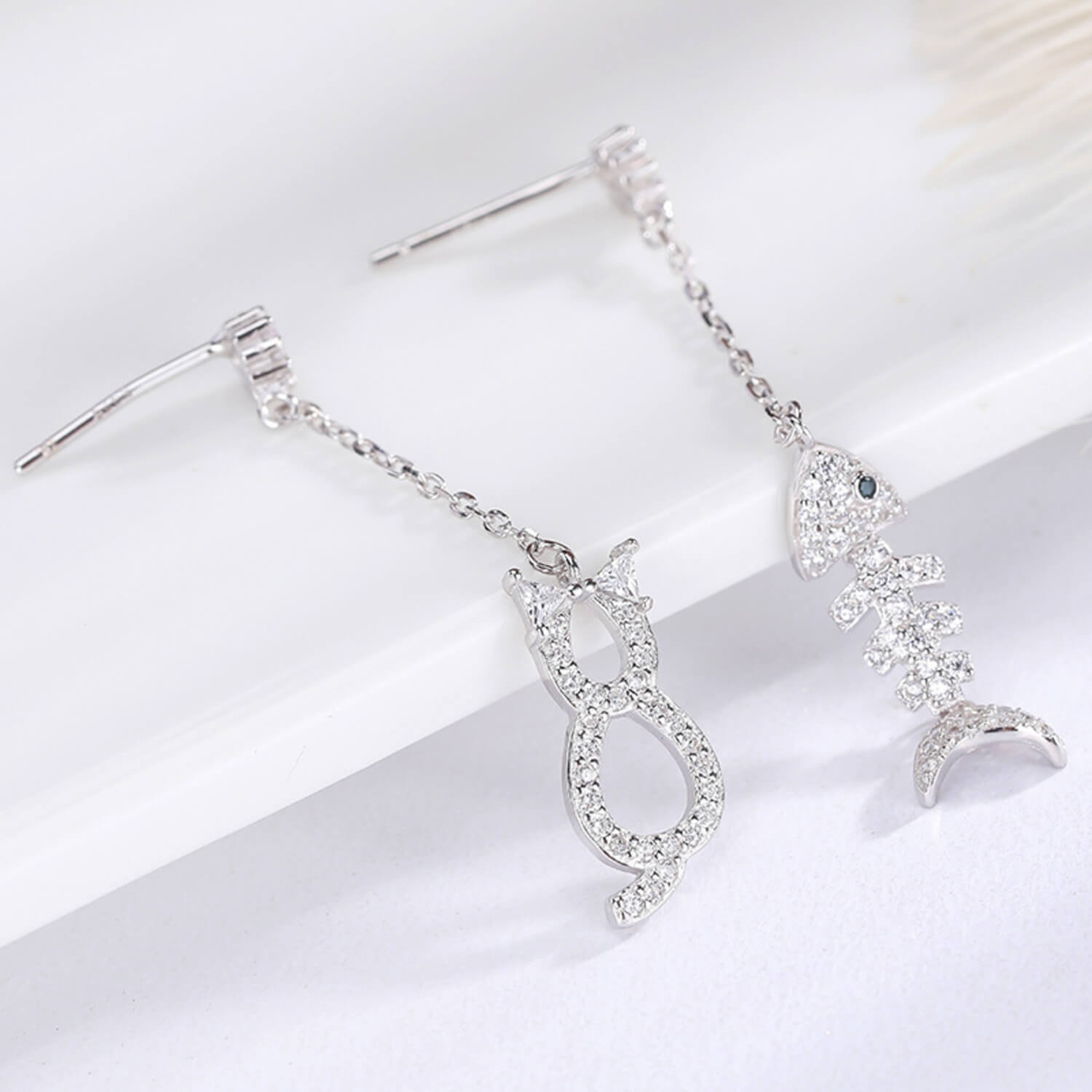 diamond fish cat earrings usa