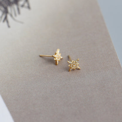 north star earrings silver