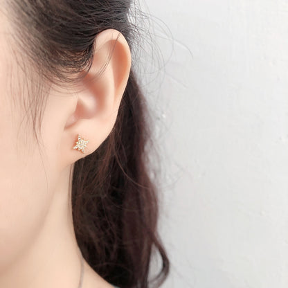 north star earrings, gold