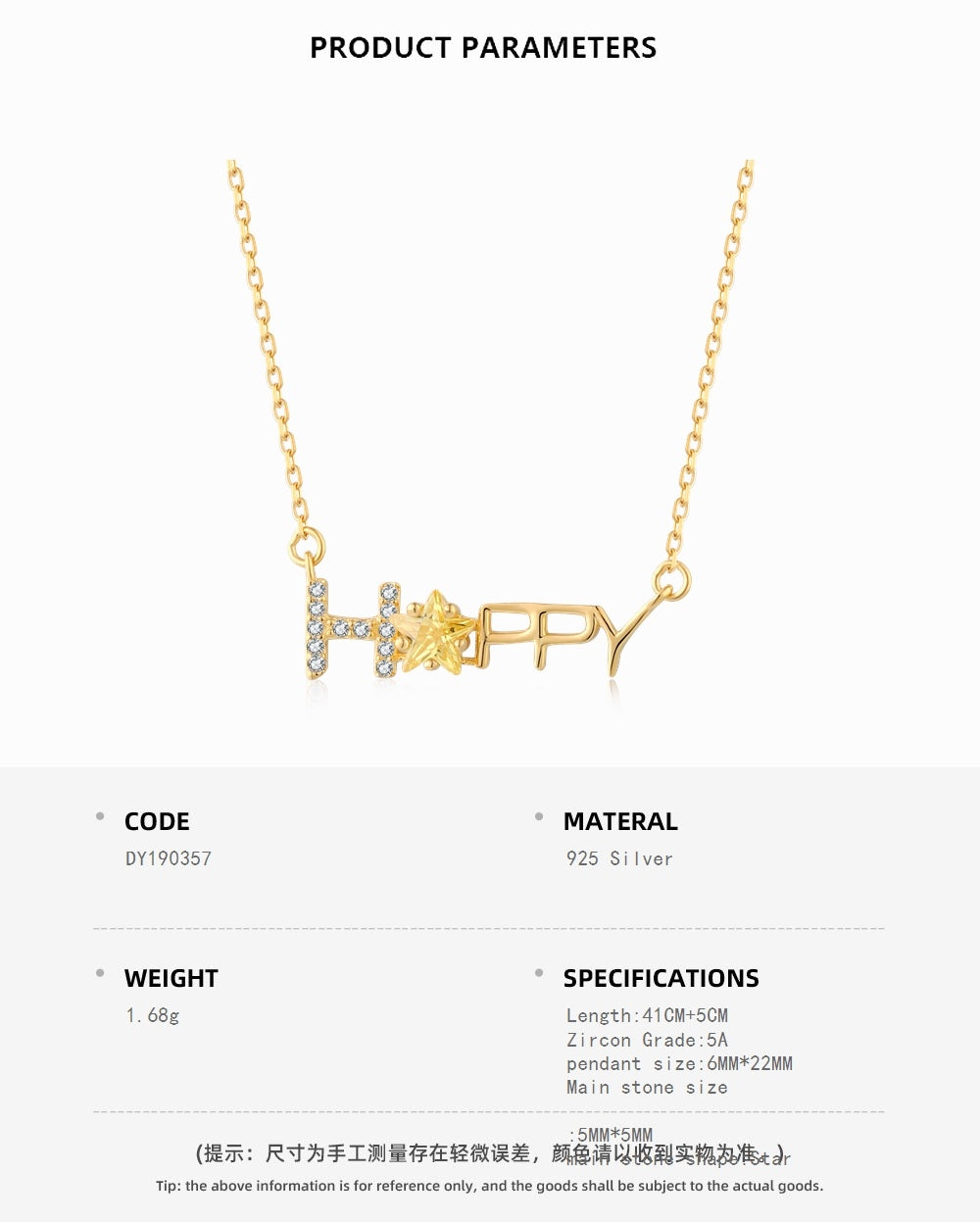 happy necklace sterling