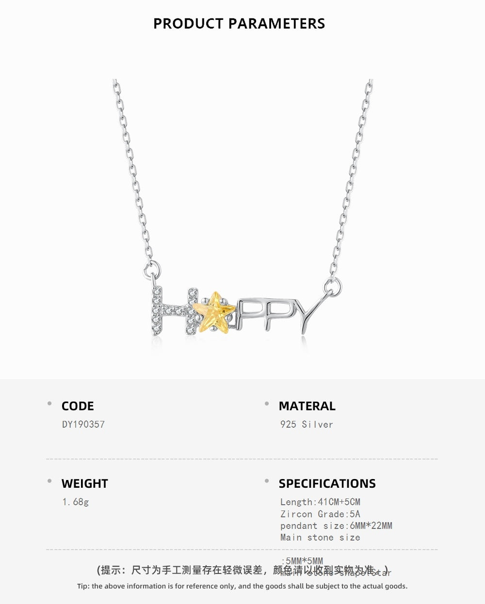 happy necklace sterling silver