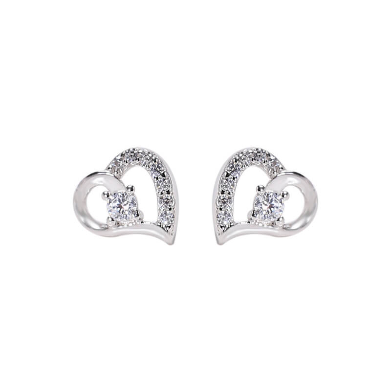 heart diamond stud earrings for women