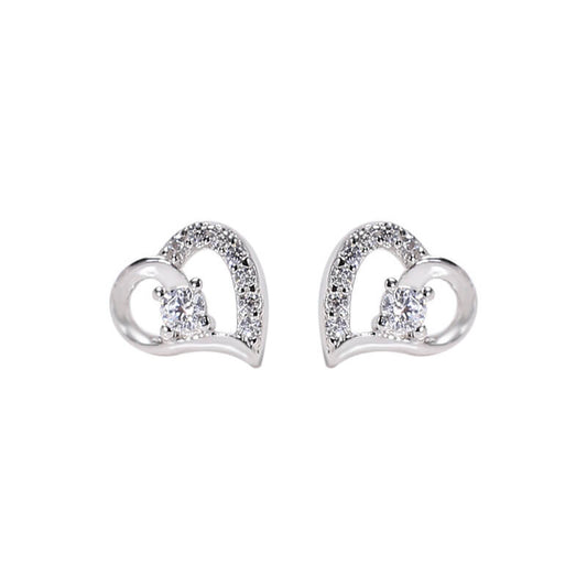 heart diamond stud earrings for women