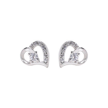 heart diamond stud earrings for women