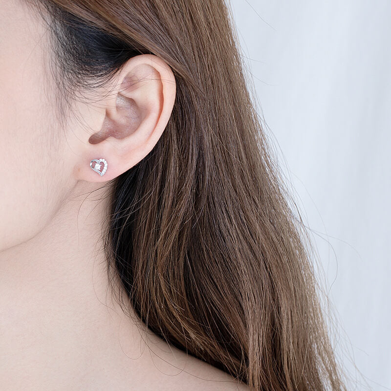heart diamond stud earrings