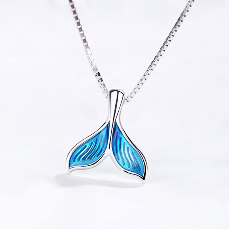 whale tail necklace blue tail pendant