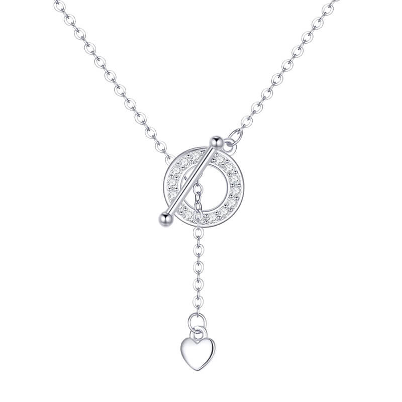 white gold t-bar heart necklace