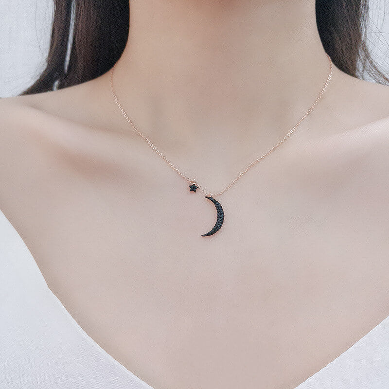moon and star  necklace swarovski