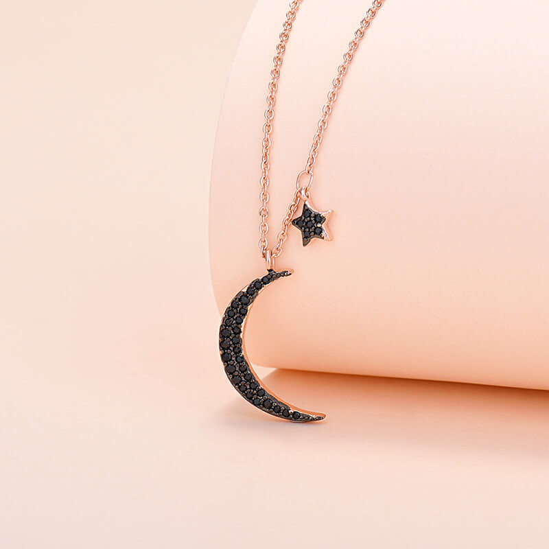 moon and star necklace sterling