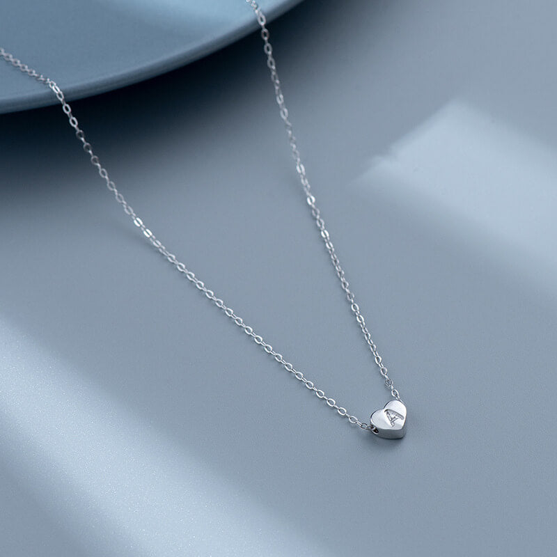 initial heart necklace white gold