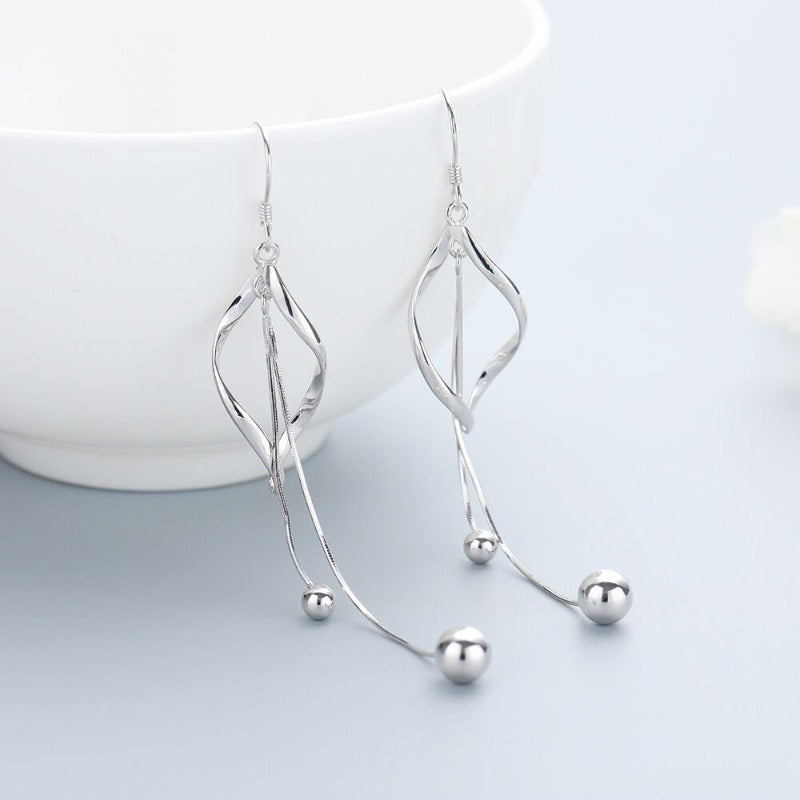 silver tassels earrings  for women