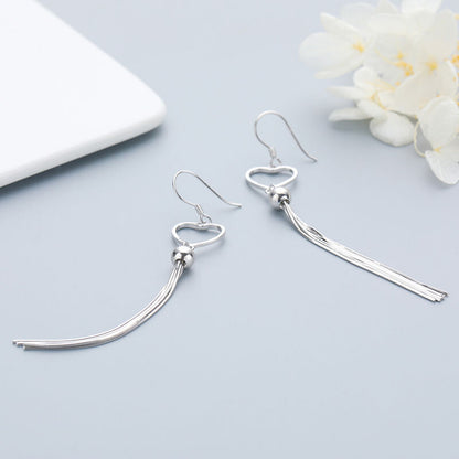 hollow heart enamel earrings silver