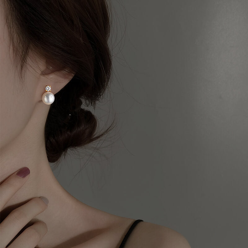 pearl diamond earrings stud