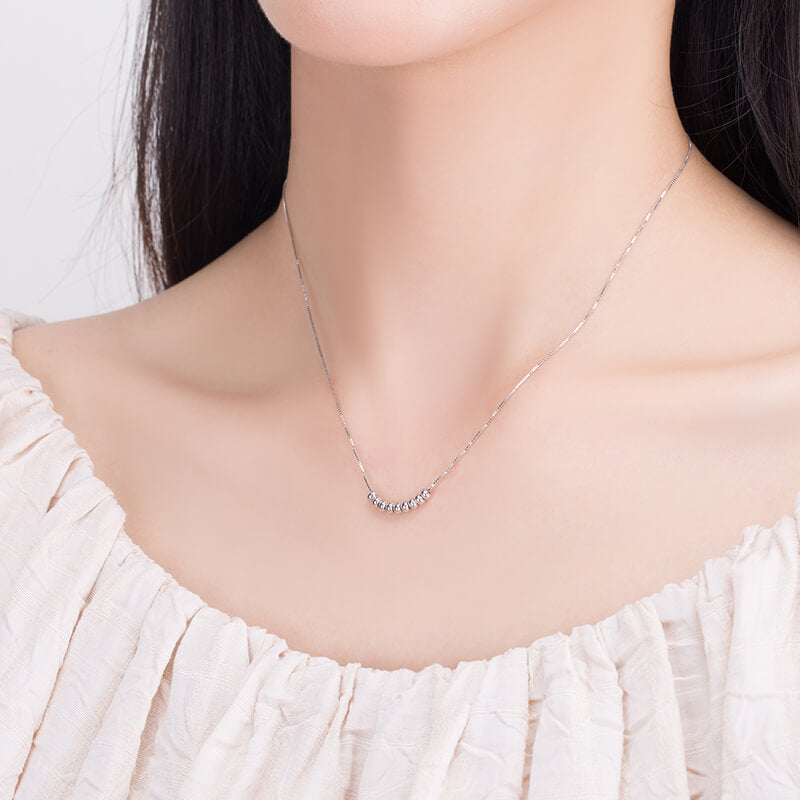 silver bead necklace cheap