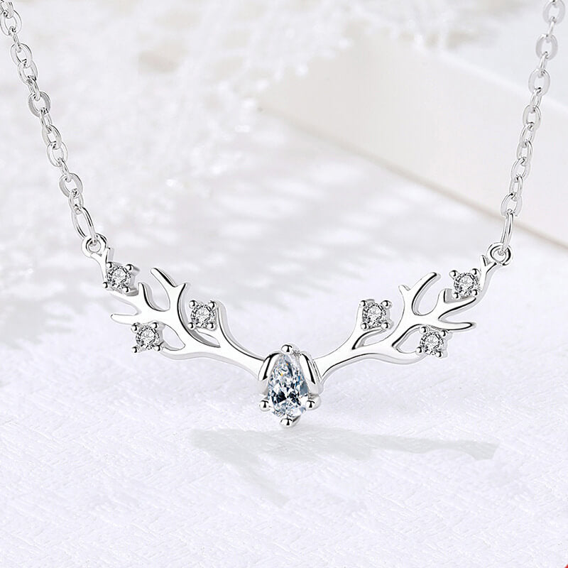 small antler necklace silver