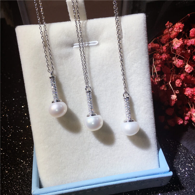 pearl solitaire necklace silver