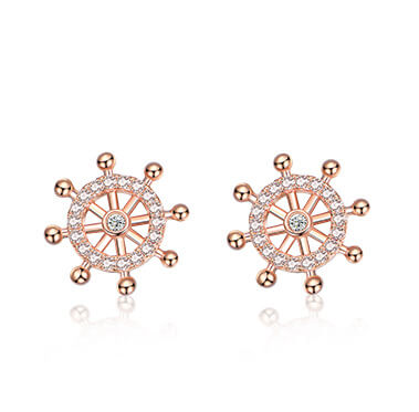 ship`s wheel diamond earring