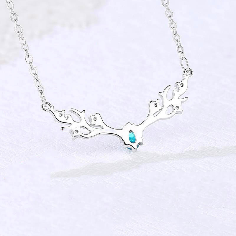 silver antler necklace