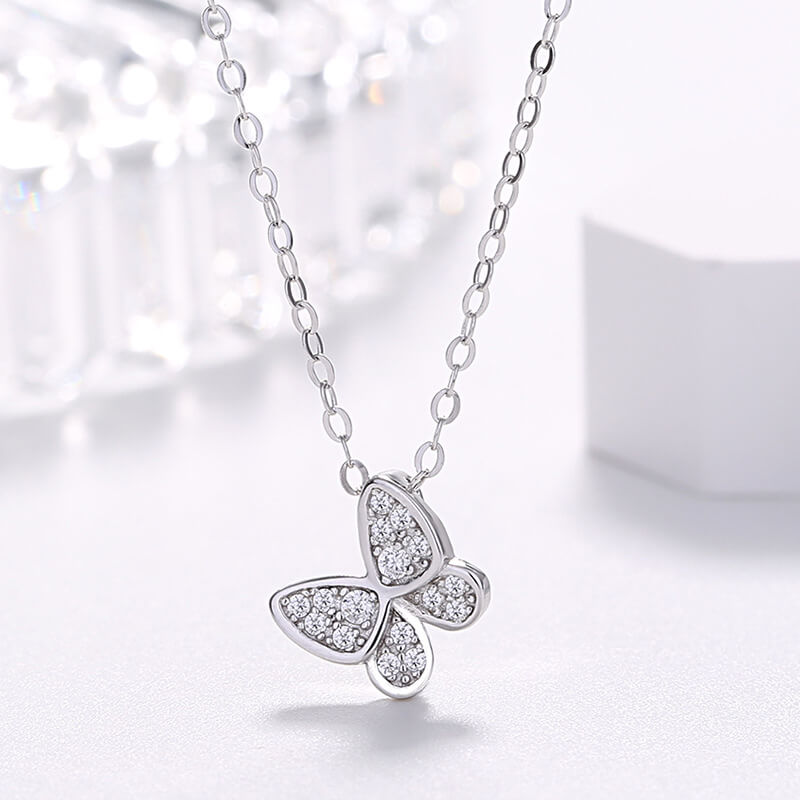 silver diamond butterfly necklaceramona