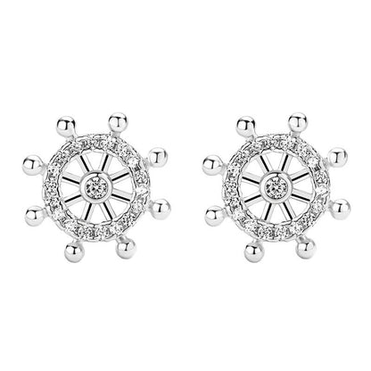 ship wheel stud earrings