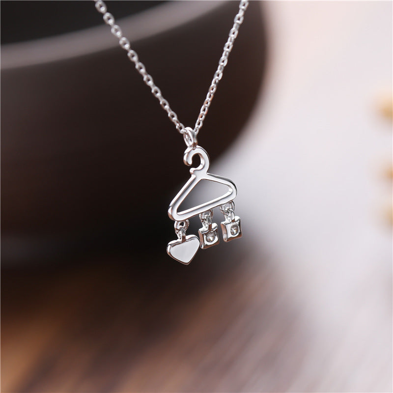 Anthropologie Sterling Silver Hanger Crystals Necklace