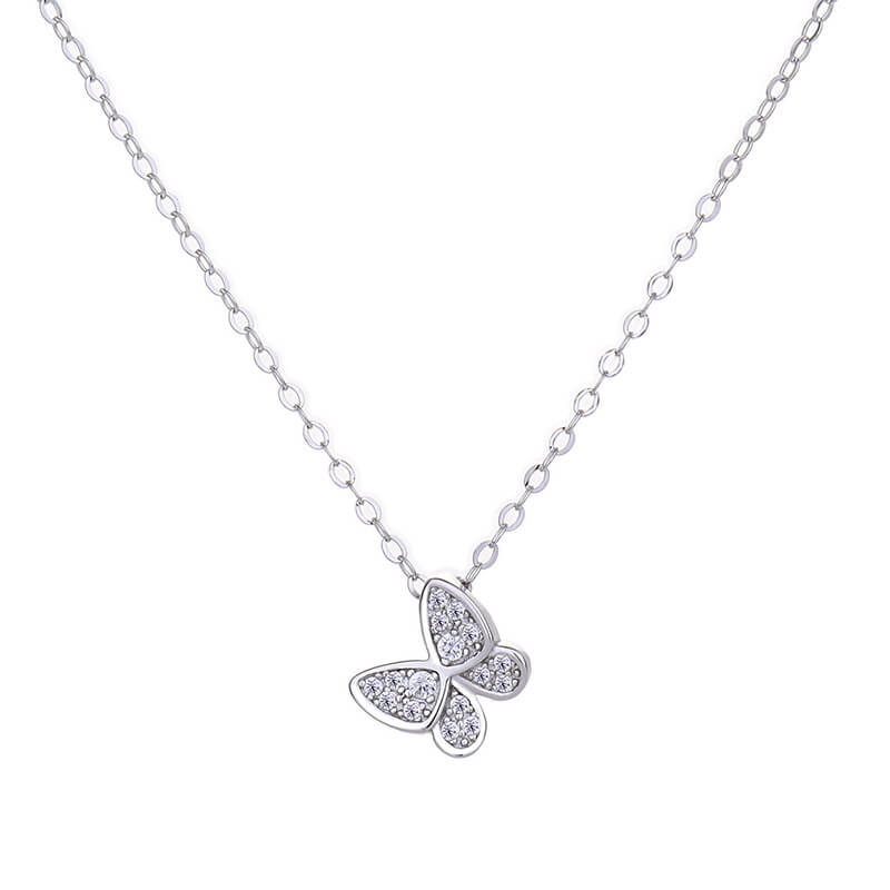 silver diamond butterfly necklace