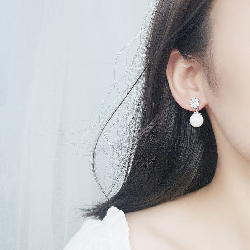 pearl drop earrings silver
