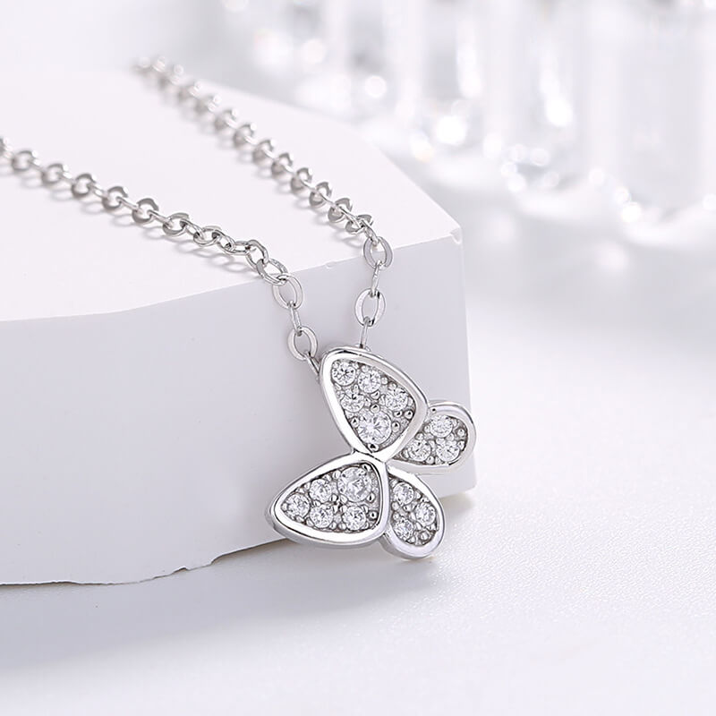 silver diamond butterfly necklace tiffany 