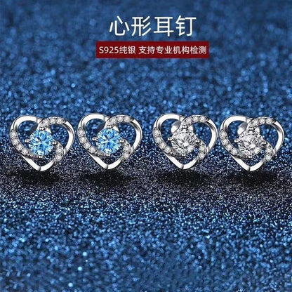 women's heart diamond earrings