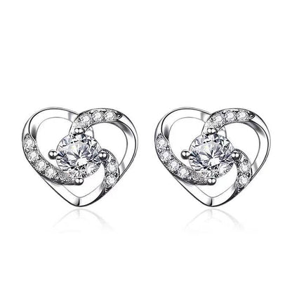 B. Catcher Heart Ladies Earrings 925 Sterling Silver Cubic Zirconia Love Is Happiness Jewellery Gift for Women