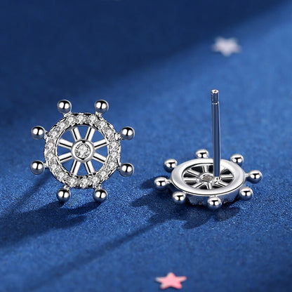 ship wheel stude earring for women